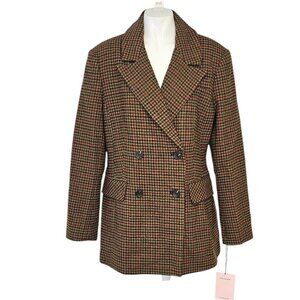 Anthropologie Avec Les Filles Hourglass Double-Breasted Blazer, Houndstooth, L